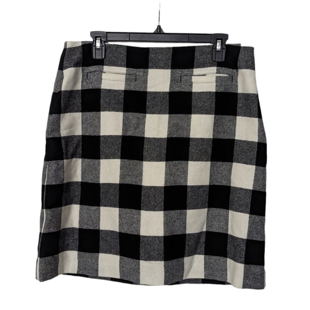 Talbots Black and Cream Buffalo Check Wool Blend Skirt